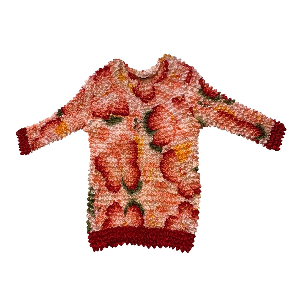 Vintage‎ Popcorn Shirt Pink Red Floral Abstract Magic Bubble Top 90s Directives